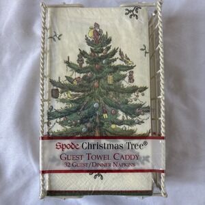Spode Christmas Tree Guest Towel Caddy 32‎ Guest/dinner Napkins NEW